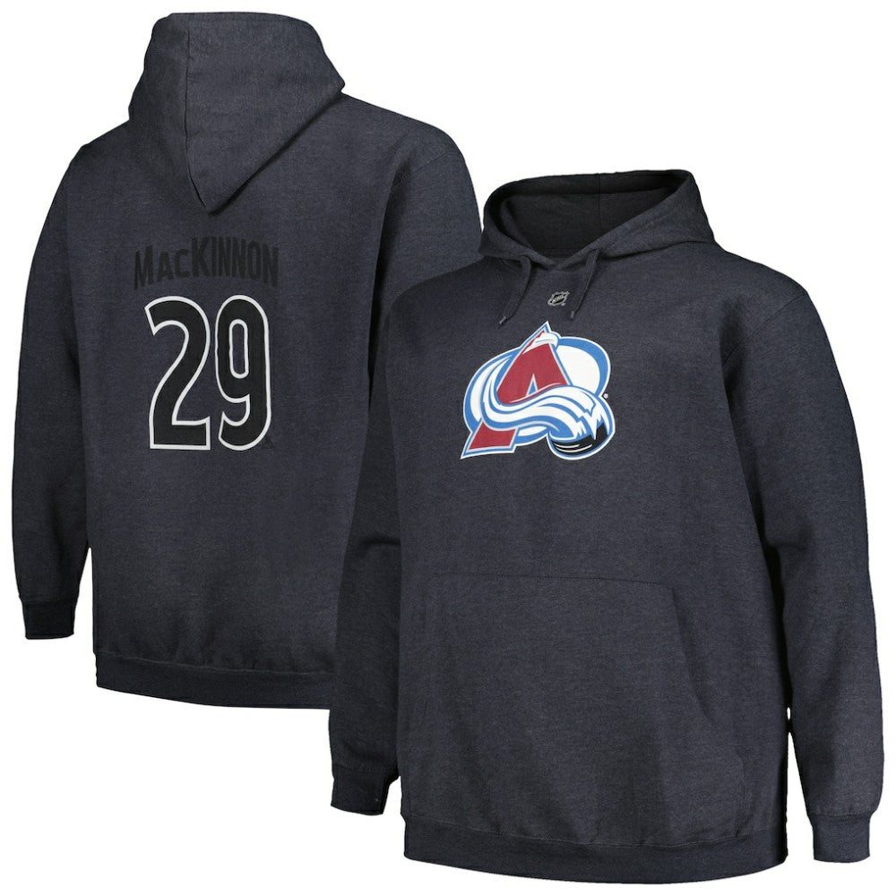 NHL Charcoal Nathan MacKinnon Colorado Avalanche Profile Big & Tall Name & Number Pullover Hoodie