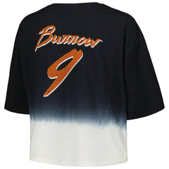 Joe Burrow Majestic Threads Women's Dip-Dye Player Name & Number Crop Top - Cincinnati Bengals