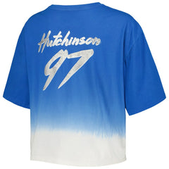 Aidan Hutchinson Majestic Threads Women's Dip-Dye Player Name & Number Crop Top - Detroit Lions