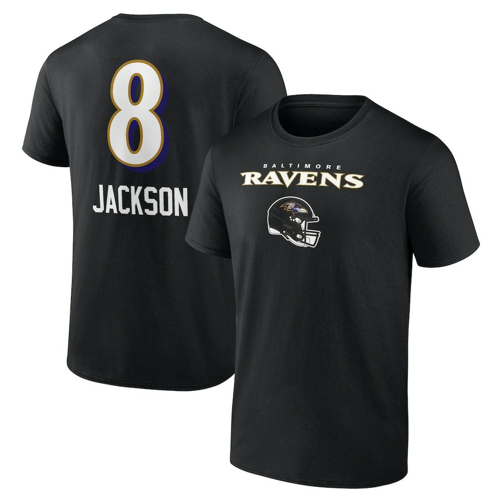 Lamar Jackson Team Wordmark Name & Number T-Shirt - Baltimore Ravens