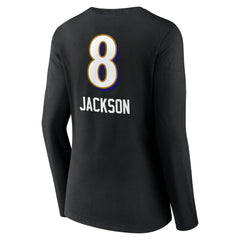 Lamar Jackson Women's Team Wordmark Long Sleeve V-Neck T-Shirt - Baltimore Ravens