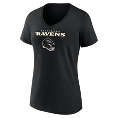 Lamar Jackson Women's Team Wordmark Name & Number V-Neck T-Shirt - Baltimore Ravens