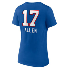 Josh Allen Women's Team Wordmark Name & Number V-Neck T-Shirt - Buffalo Bills