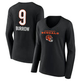 Joe Burrow Women's Team Wordmark Long Sleeve V-Neck T-Shirt - Cincinnati Bengals