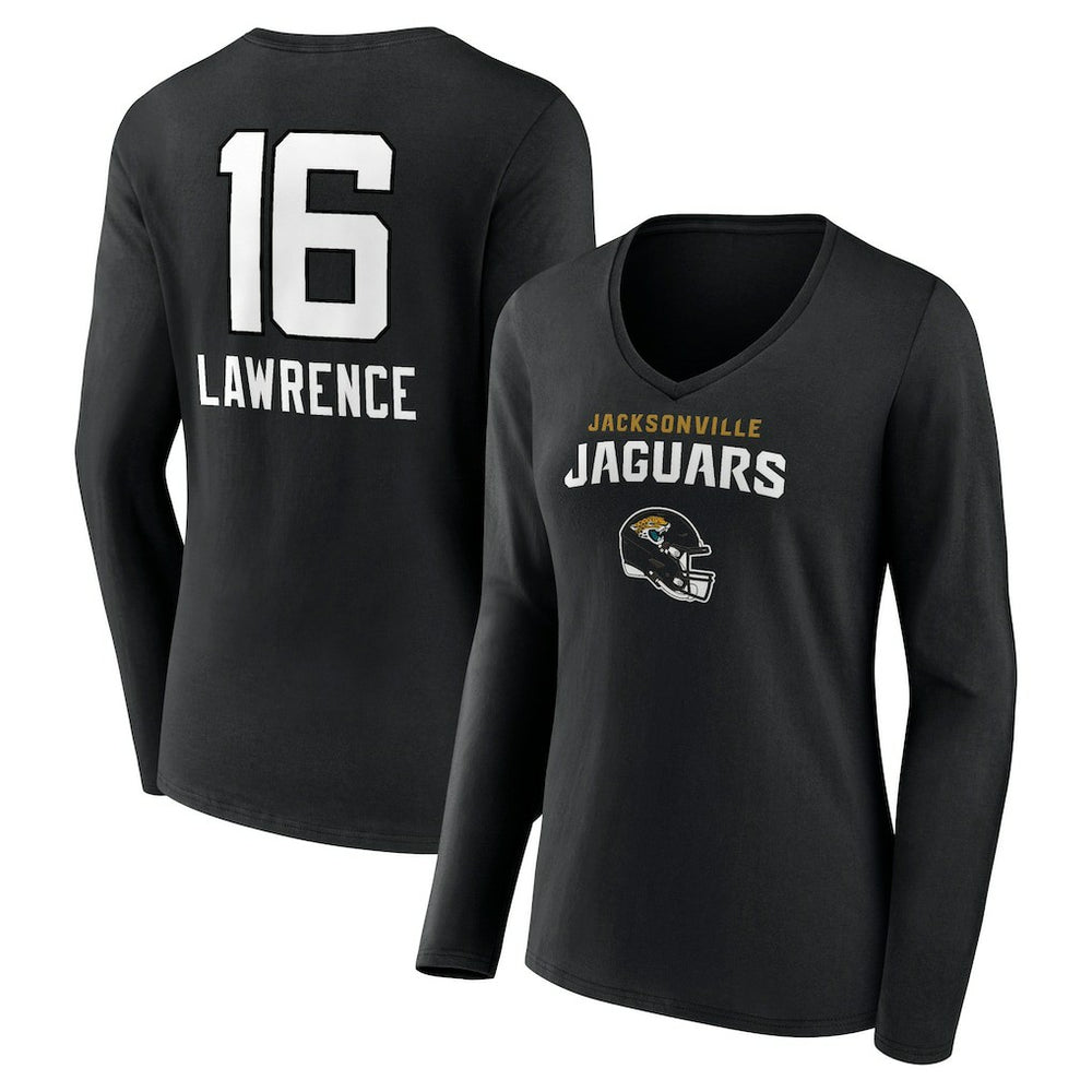 Trevor Lawrence Women's Team Wordmark Long Sleeve V-Neck T-Shirt - Jacksonville Jaguars