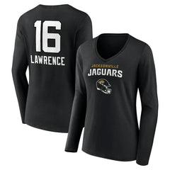 Trevor Lawrence Women's Team Wordmark Long Sleeve V-Neck T-Shirt - Jacksonville Jaguars