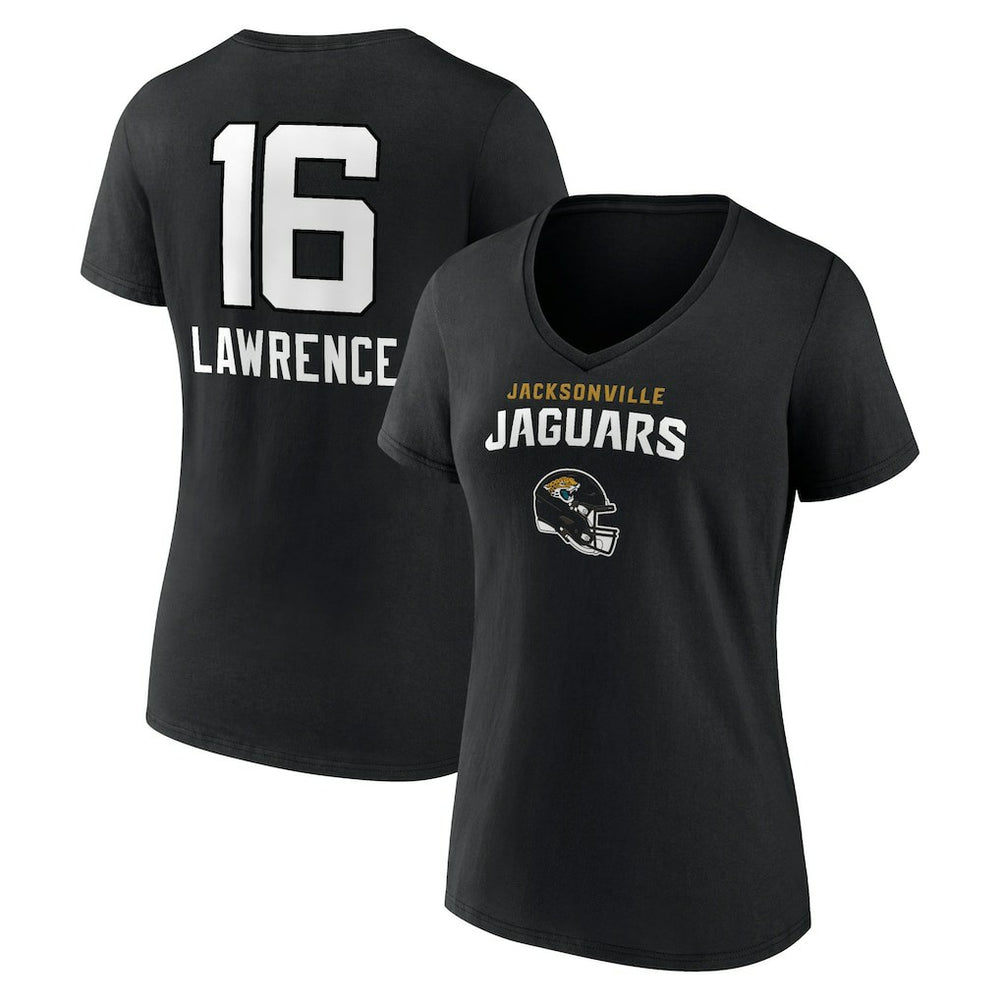 Trevor Lawrence Women's Team Wordmark Name & Number V-Neck T-Shirt - Jacksonville Jaguars