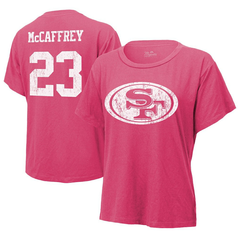 Christian McCaffrey Majestic Threads Women's Name & Number T-Shirt - San Francisco 49ers