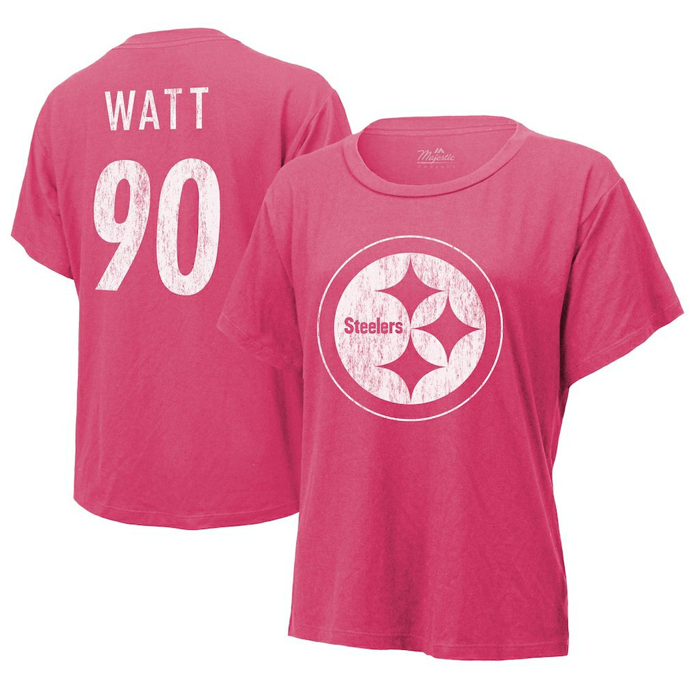 T.J. Watt Majestic Threads Women's Name & Number T-Shirt - Pittsburgh Steelers