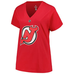 NHL Red Jack Hughes New Jersey Devils Fanatics Women's Plus Size Name & Number T-Shirt