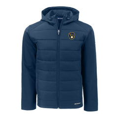 MLB Milwaukee Brewers Cutter & Buck Big & Tall Evoke Hybrid Eco Softshell Recycled Full-Zip Hoodie