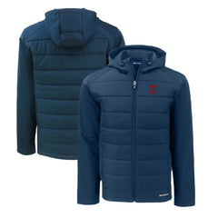 MLB Cleveland Guardians Cutter & Buck Evoke Hybrid Eco Softshell Recycled Full-Zip Hoodie