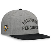 NHL Heather Gray Pittsburgh Penguins Fanatics Elements Flat Brim Leather Strapback Hat