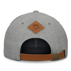 NHL Heather Gray Pittsburgh Penguins Fanatics Elements A-Frame Leather Strapback Hat