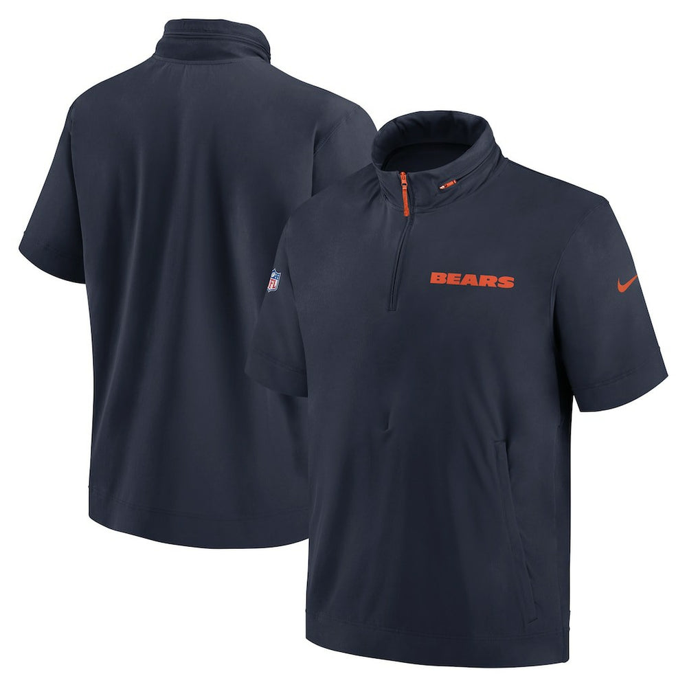 2024 Sideline Coach Short Sleeve Half-Zip Hoodie Jacket - Chicago Bears