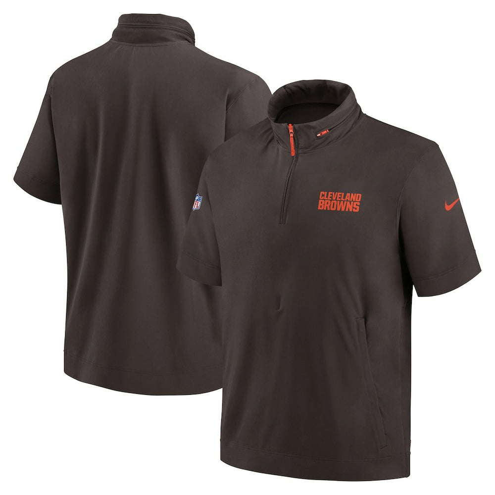 2024 Sideline Coach Short Sleeve Half-Zip Hoodie Jacket - Cleveland Browns