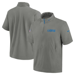 2024 Sideline Coach Short Sleeve Half-Zip Hoodie Jacket - Detroit Lions