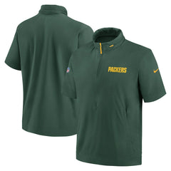 2024 Sideline Coach Short Sleeve Half-Zip Hoodie Jacket - Green Bay Packers