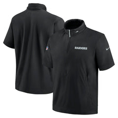 2024 Sideline Coach Short Sleeve Half-Zip Hoodie Jacket - Las Vegas Raiders