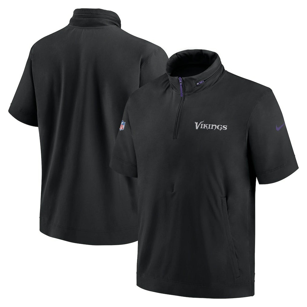 2024 Sideline Coach Short Sleeve Half-Zip Hoodie Jacket - Minnesota Vikings