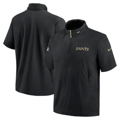 2024 Sideline Coach Short Sleeve Half-Zip Hoodie Jacket - New Orleans Saints