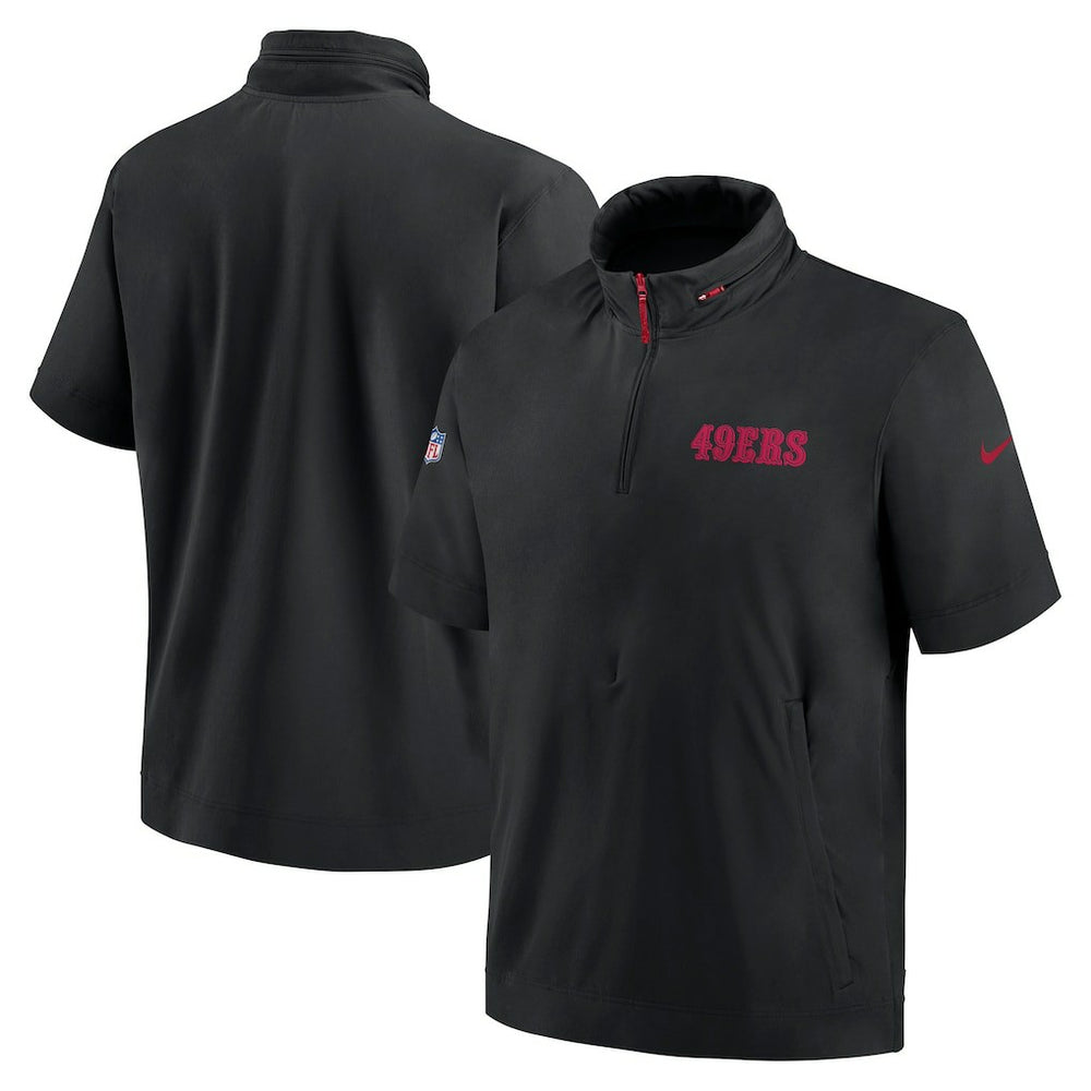2024 Sideline Coach Short Sleeve Half-Zip Hoodie Jacket - San Francisco 49ers