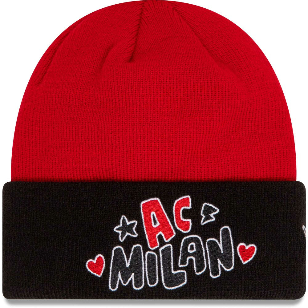 AC Milan New Era Youth Wordmark Cuffed Knit Hat - New Era Red