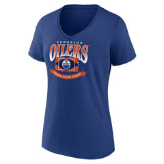 NHL Navy Edmonton Oilers Women's Slapshot V-Neck T-Shirt