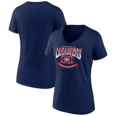 NHL Navy Montreal Canadiens Women's Slapshot V-Neck T-Shirt