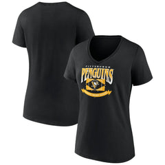 NHL Black Pittsburgh Penguins Women's Slapshot V-Neck T-Shirt