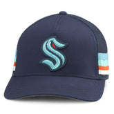 NHL Deep Sea Blue Seattle Kraken American Needle HotFoot Stripes Trucker Adjustable Hat