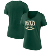 NHL Green Minnesota Wild Women's Slapshot V-Neck T-Shirt