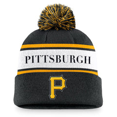 MLB Pittsburgh Pirates Nike Team Stripe Peak Cuffed Knit Hat with Pom