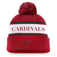 MLB St. Louis Cardinals Nike Team Stripe Peak Cuffed Knit Hat with Pom