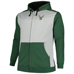 NBA Milwaukee Bucks Big & Tall Contrast Pieced Stitched Full-Zip Hoodie