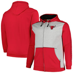 NBA Chicago Bulls Big & Tall Contrast Pieced Stitched Full-Zip Hoodie