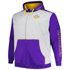 NBA Los Angeles Lakers Big & Tall Contrast Pieced Stitched Full-Zip Hoodie