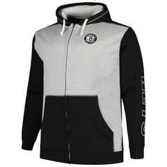 NBA Brooklyn Nets Big & Tall Contrast Pieced Stitched Full-Zip Hoodie
