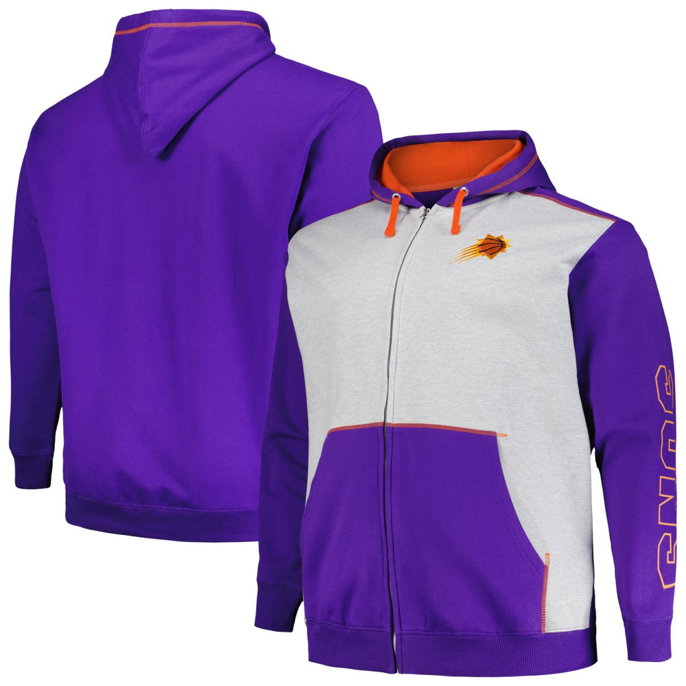 NBA Phoenix Suns Big & Tall Contrast Pieced Stitched Full-Zip Hoodie