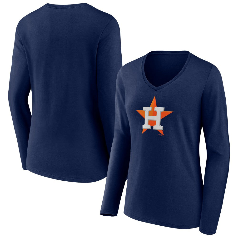 MLB Houston Astros Fanatics Women's Official Logo V-Neck Long Sleeve T-Shirt