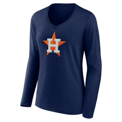 MLB Houston Astros Fanatics Women's Official Logo V-Neck Long Sleeve T-Shirt