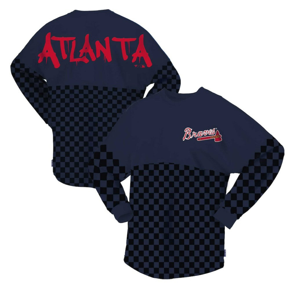 MLB Atlanta Braves Fanatics Women's Checker Print Long Sleeve T-Shirt