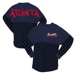 MLB Atlanta Braves Fanatics Women's Checker Print Long Sleeve T-Shirt