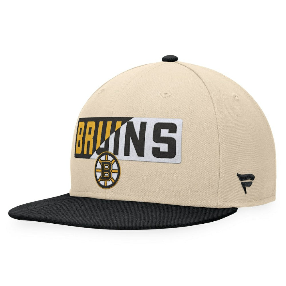 NHL Cream/Black Boston Bruins Fanatics Goalaso Snapback Hat