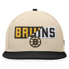 NHL Cream/Black Boston Bruins Fanatics Goalaso Snapback Hat