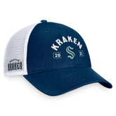 NHL Deep Sea Blue/White Seattle Kraken Fanatics Free Kick Trucker Adjustable Hat