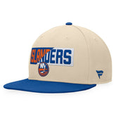 NHL Cream/Royal New York Islanders Fanatics Goalaso Snapback Hat