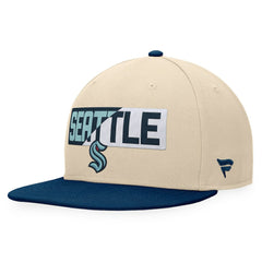 NHL Cream/Deep Sea Blue Seattle Kraken Fanatics Goalaso Snapback Hat