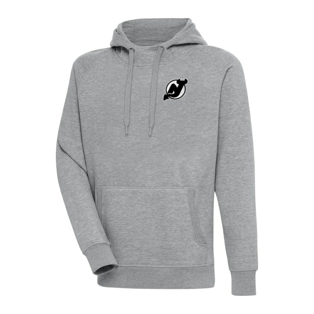 NHL Heather Gray New Jersey Devils Antigua Metallic Logo Victory Pullover Hoodie