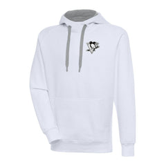 NHL White Pittsburgh Penguins Antigua Metallic Logo Victory Pullover Hoodie